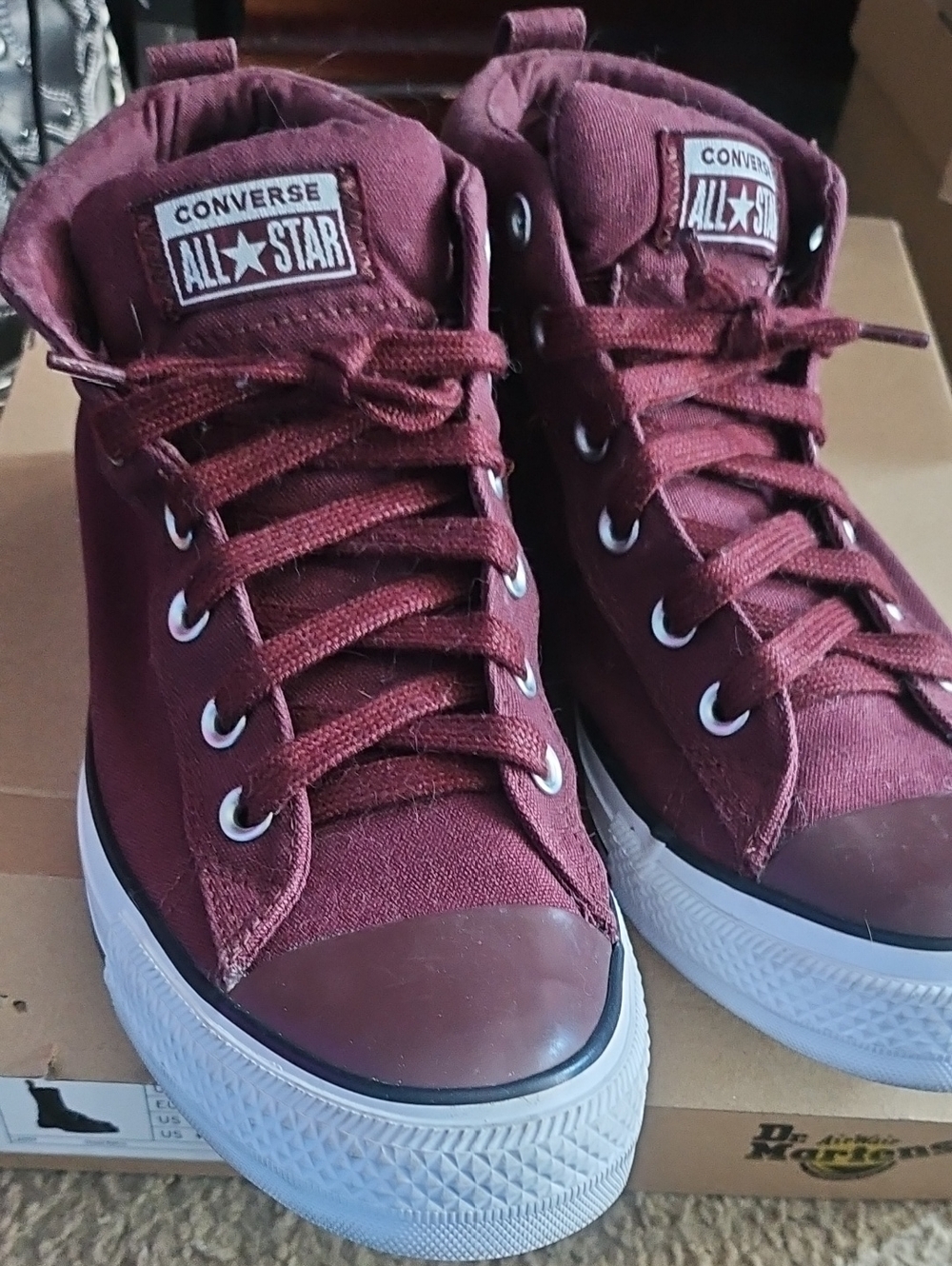 Converse Mid Sneakers - Maroon and White